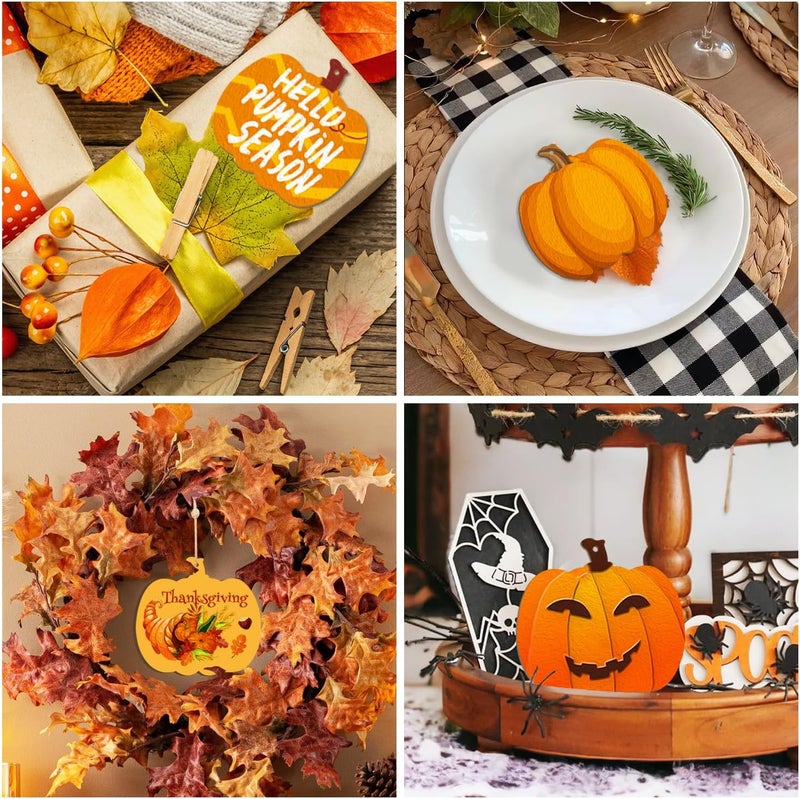 Sophena Wooden Pumpkins Ornaments to Paint Halloween Thanksgiving Decoration Cutouts Unfinished 24PCS 3.5 inches, DIY Blank Unfinished Pumpkin Wood Discs Ornament for Home Harvest Crafts Hanging Autumn - Image 4